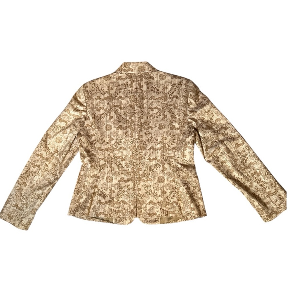 Ellen Tracy Tan Blazer with Notched Lapel and Abstract Pattern - Picture 5 of 9